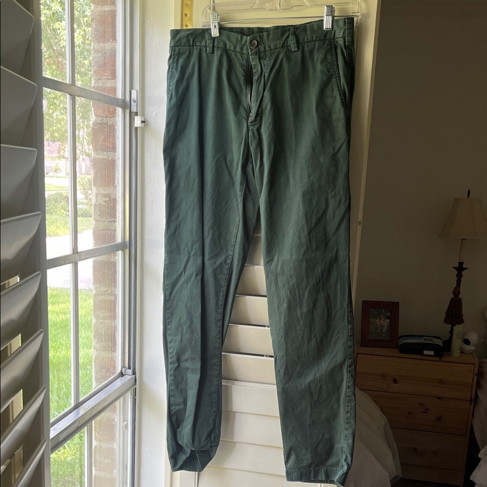 Men’s Brooks Brothers Red Fleece 34x32 Dark Green Pants Inseam 31”